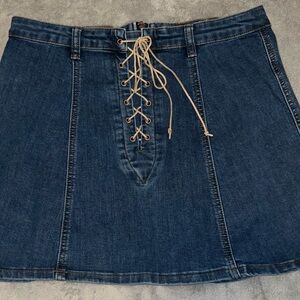 Indigo Rein Blue Lace-Up Denim Skirt